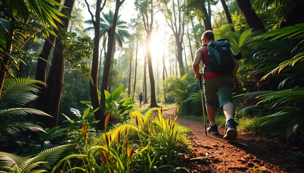 vlogger hiking